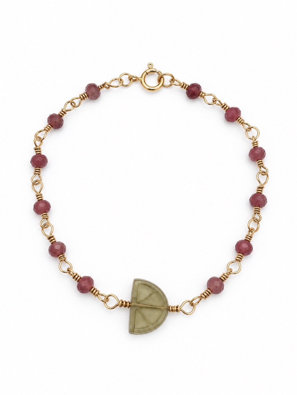 AWB2 Pink Tourmaline + Lemon Quartz Gold Bracelet